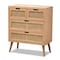 Baxton Studio Alina Mid-Century Oak Finished Wood and Rattan 4-Drawer Accent Chest 162-10553 - alternate 1